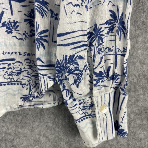 Calypso St Barth 100% Linen Top Womens XL Printed Button Up Tropical Coastal - Picture 12 of 14